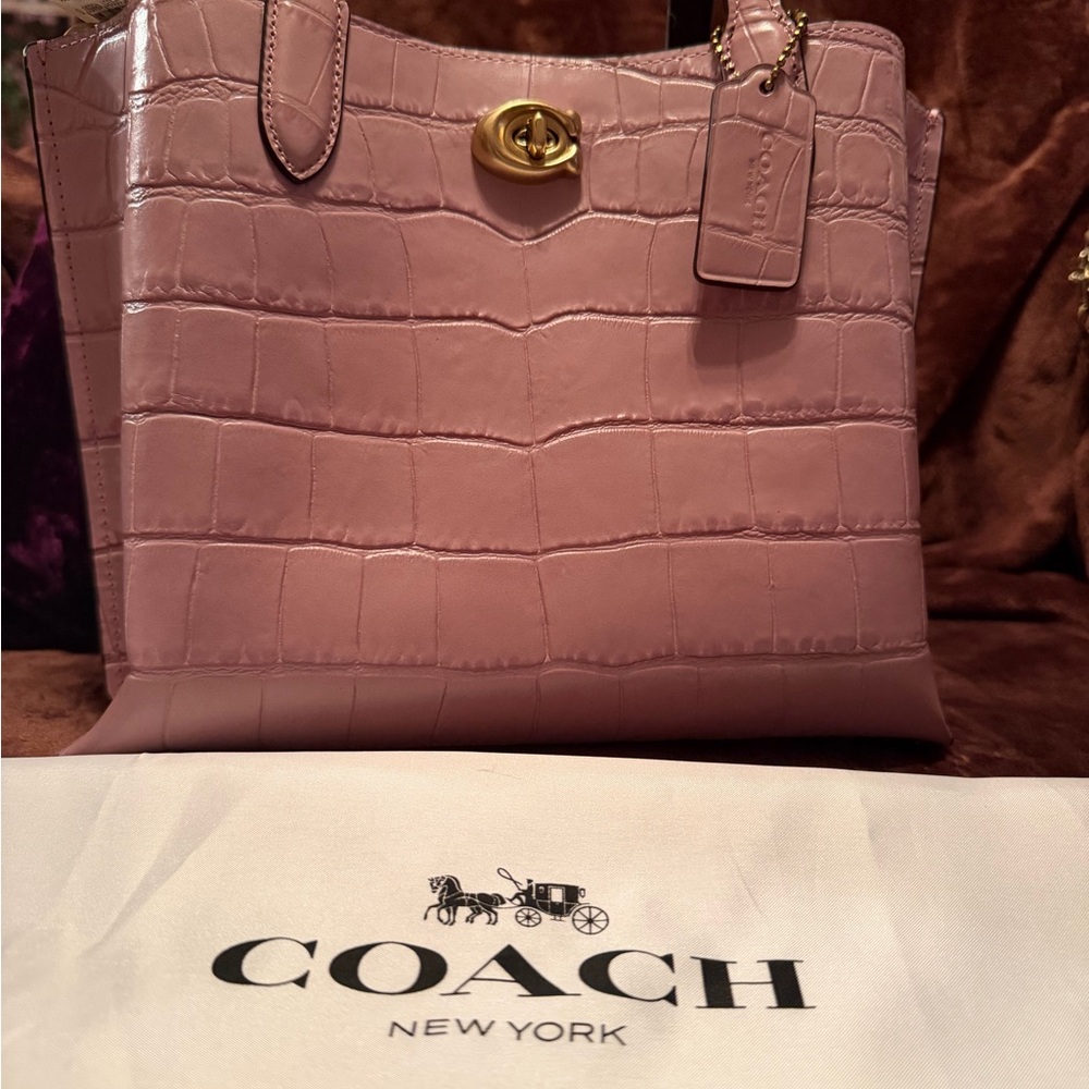 Coach Ice Purple Croc-Embossed Tote